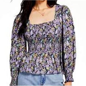 INC International Concepts Purple Floral Blouse